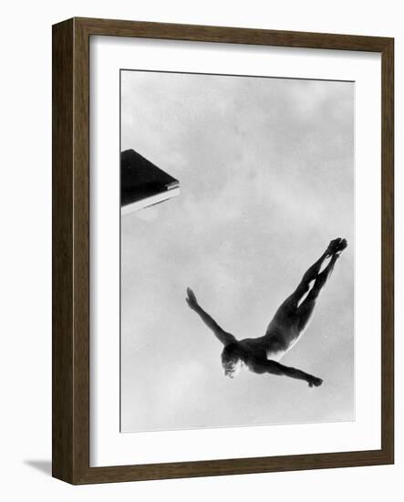 Olympic Games in Helsinki : Diving During Swimming Events July 29, 1952-null-Framed Photo