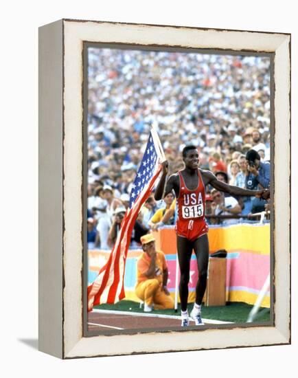 Olympic Games in Los Angeles, 1984 : 100M : Carl Lewis Winner-null-Framed Stretched Canvas