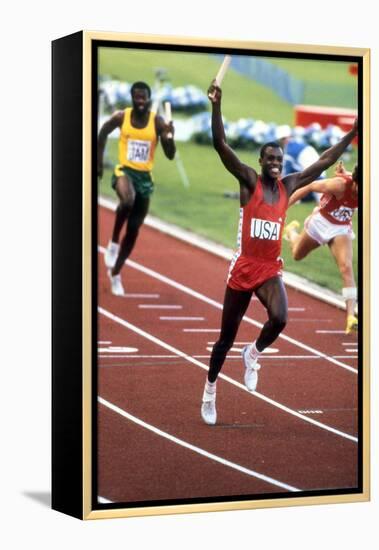 Olympic Games in Los Angeles, 1984 : 4X100M : American Team Is Winner : Carl Lewis-null-Framed Stretched Canvas