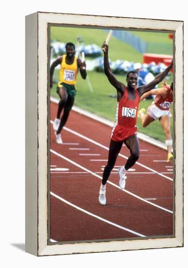 Olympic Games in Los Angeles, 1984 : 4X100M : American Team Is Winner : Carl Lewis-null-Framed Stretched Canvas