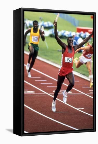 Olympic Games in Los Angeles, 1984 : 4X100M : American Team Is Winner : Carl Lewis-null-Framed Stretched Canvas