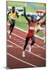 Olympic Games in Los Angeles, 1984 : 4X100M : American Team Is Winner : Carl Lewis-null-Mounted Photo