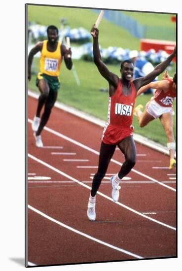 Olympic Games in Los Angeles, 1984 : 4X100M : American Team Is Winner : Carl Lewis-null-Mounted Photo