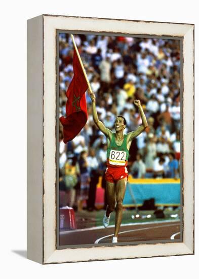 Olympic Games in Los Angeles, 1984 : Moroccan Athlet Said Aouita Win the 5000M-null-Framed Stretched Canvas