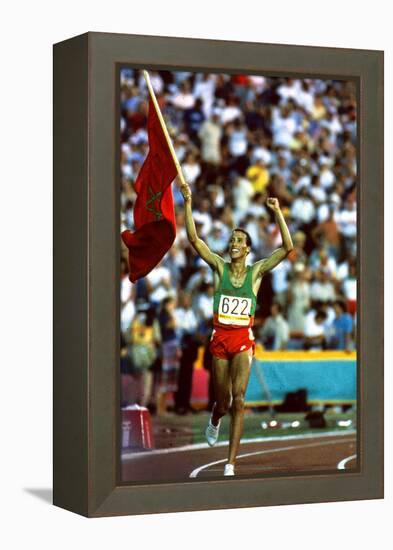 Olympic Games in Los Angeles, 1984 : Moroccan Athlet Said Aouita Win the 5000M-null-Framed Stretched Canvas