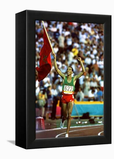 Olympic Games in Los Angeles, 1984 : Moroccan Athlet Said Aouita Win the 5000M-null-Framed Stretched Canvas