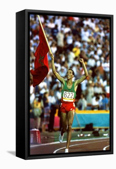 Olympic Games in Los Angeles, 1984 : Moroccan Athlet Said Aouita Win the 5000M-null-Framed Stretched Canvas