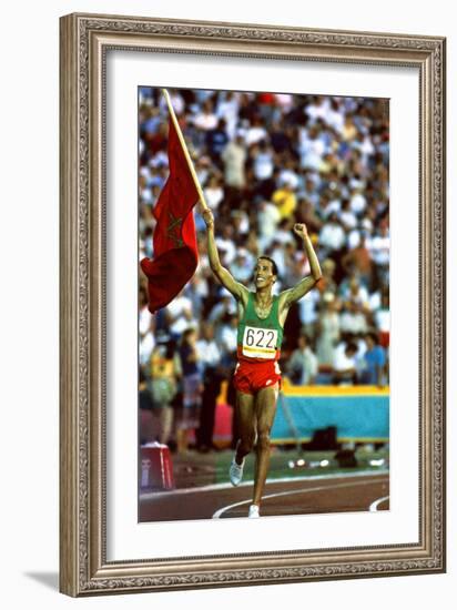 Olympic Games in Los Angeles, 1984 : Moroccan Athlet Said Aouita Win the 5000M-null-Framed Photo