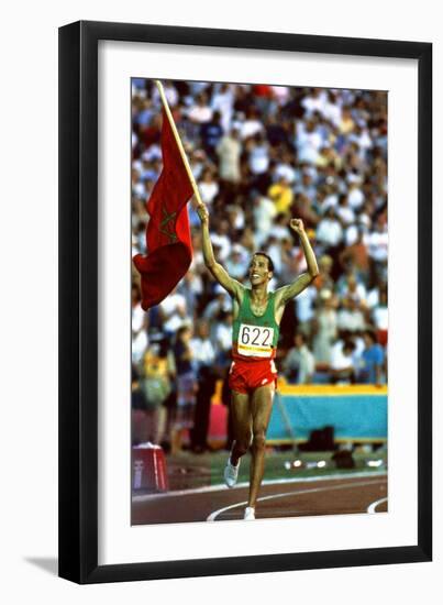 Olympic Games in Los Angeles, 1984 : Moroccan Athlet Said Aouita Win the 5000M-null-Framed Photo