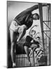 Olympic High Jumper Walter Davis Doing Ballet Exercises in Class of Women Dancers-John Dominis-Mounted Premium Photographic Print