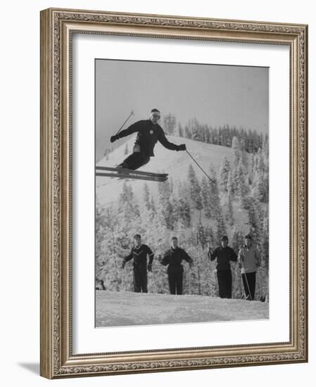 Olympic Hopeful, Bud Werner, Jumping Slope, at Sun Valley Training Camp-null-Framed Premium Photographic Print