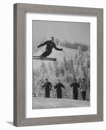 Olympic Hopeful, Bud Werner, Jumping Slope, at Sun Valley Training Camp-null-Framed Premium Photographic Print