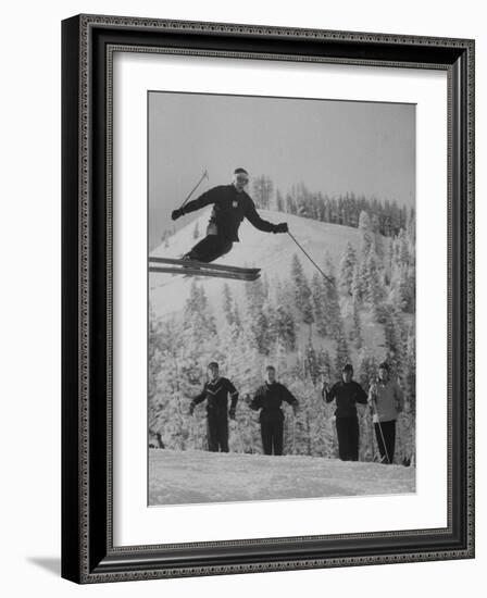 Olympic Hopeful, Bud Werner, Jumping Slope, at Sun Valley Training Camp-null-Framed Premium Photographic Print