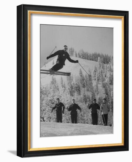 Olympic Hopeful, Bud Werner, Jumping Slope, at Sun Valley Training Camp-null-Framed Premium Photographic Print