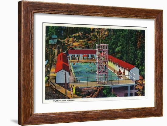 Olympic Hot Springs, Olympic National Park - Olympic National Park-Lantern Press-Framed Art Print