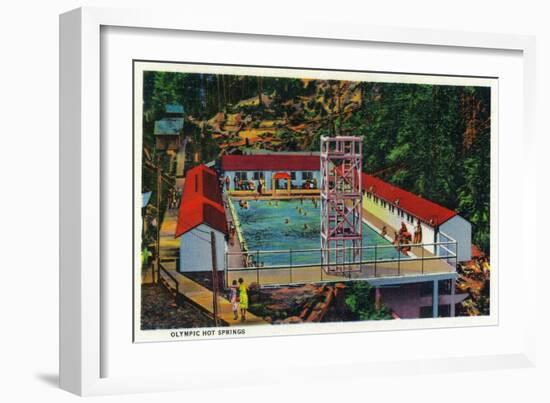 Olympic Hot Springs, Olympic National Park - Olympic National Park-Lantern Press-Framed Art Print