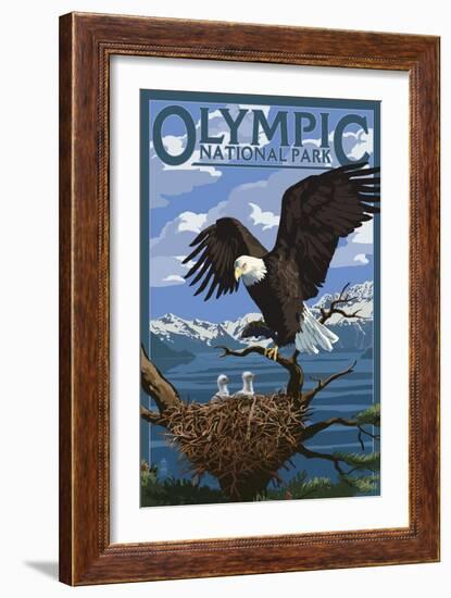 Olympic National Park - Eagle and Chicks-Lantern Press-Framed Art Print