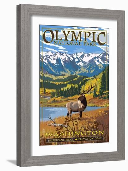 Olympic National Park - Hurricane Ridge-Lantern Press-Framed Art Print