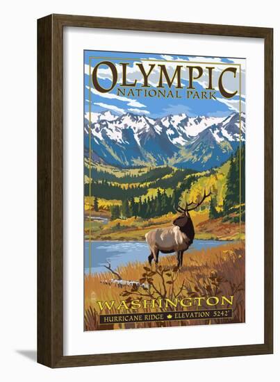 Olympic National Park - Hurricane Ridge-Lantern Press-Framed Art Print