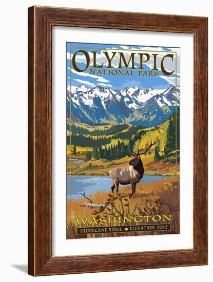 Olympic National Park - Hurricane Ridge-Lantern Press-Framed Art Print