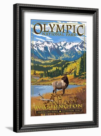 Olympic National Park - Hurricane Ridge-Lantern Press-Framed Art Print