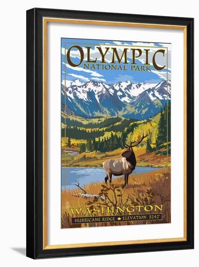 Olympic National Park - Hurricane Ridge-Lantern Press-Framed Art Print