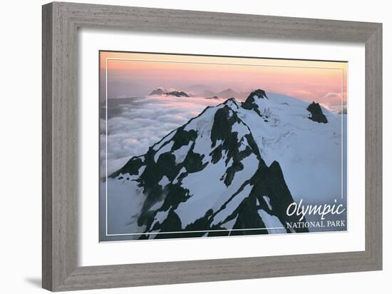 Olympic National Park - Mount Olympus at Sunrise-Lantern Press-Framed Art Print