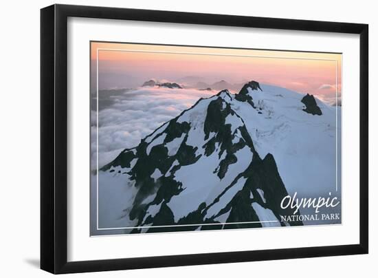 Olympic National Park - Mount Olympus at Sunrise-Lantern Press-Framed Art Print