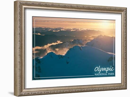 Olympic National Park - Mount Olympus at Sunset-Lantern Press-Framed Art Print