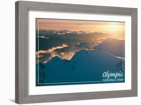 Olympic National Park - Mount Olympus at Sunset-Lantern Press-Framed Art Print