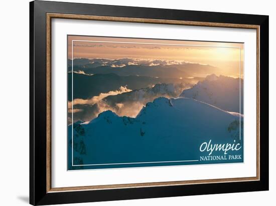 Olympic National Park - Mount Olympus at Sunset-Lantern Press-Framed Art Print