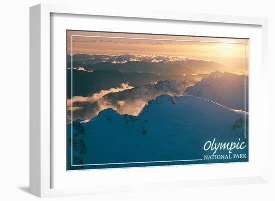 Olympic National Park - Mount Olympus at Sunset-Lantern Press-Framed Art Print