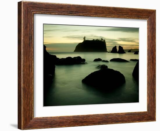 Olympic National Park, Wa: Sea Stacks Get Wrapped by the Incoming Tide-Brad Beck-Framed Photographic Print