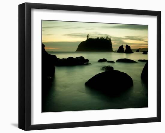 Olympic National Park, Wa: Sea Stacks Get Wrapped by the Incoming Tide-Brad Beck-Framed Photographic Print