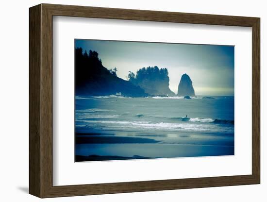 Olympic National Park, Wa: Surfers Brave the Cold Water of the Shore of La Push, Washington-Brad Beck-Framed Photographic Print