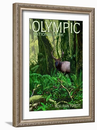 Olympic National Park, Washington - Hoh Rain Forest-Lantern Press-Framed Premium Giclee Print
