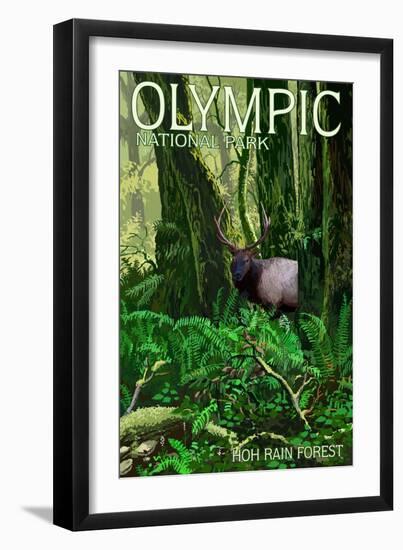 Olympic National Park, Washington - Hoh Rain Forest-Lantern Press-Framed Premium Giclee Print