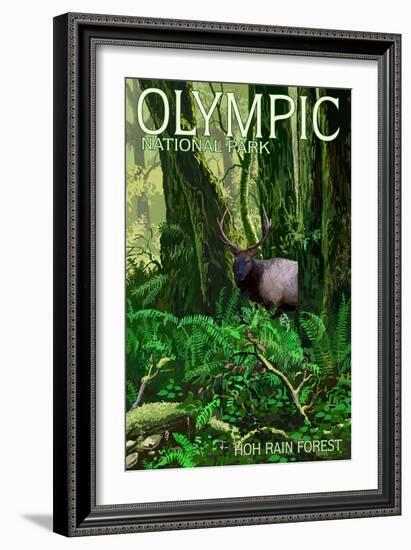Olympic National Park, Washington - Hoh Rain Forest-Lantern Press-Framed Premium Giclee Print