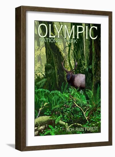 Olympic National Park, Washington - Hoh Rain Forest-Lantern Press-Framed Art Print