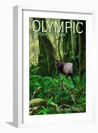 Olympic National Park, Washington - Hoh Rain Forest-Lantern Press-Framed Art Print
