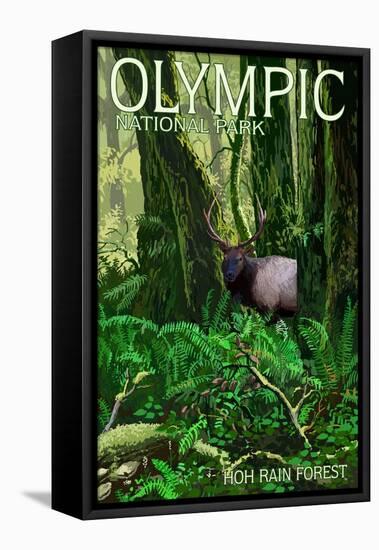 Olympic National Park, Washington - Hoh Rain Forest-Lantern Press-Framed Stretched Canvas