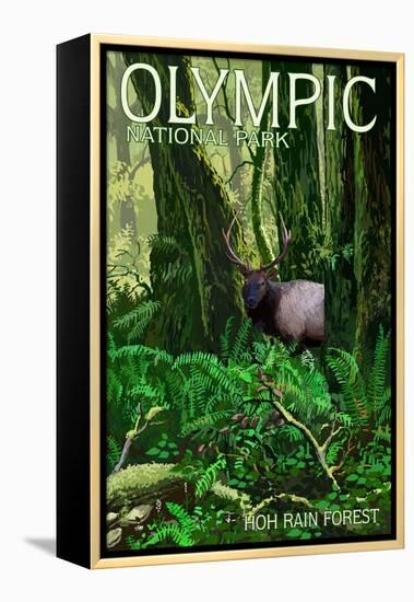 Olympic National Park, Washington - Hoh Rain Forest-Lantern Press-Framed Stretched Canvas