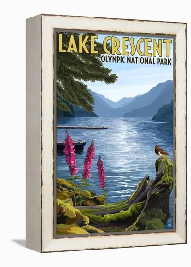 Olympic National Park, Washington - Lake Crescent-Lantern Press-Framed Stretched Canvas