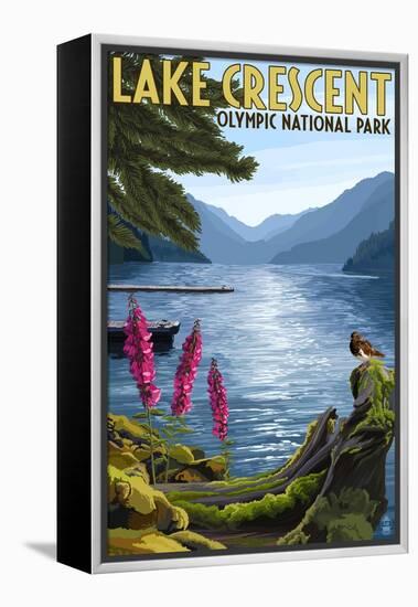 Olympic National Park, Washington - Lake Crescent-Lantern Press-Framed Stretched Canvas