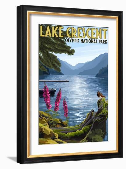 Olympic National Park, Washington - Lake Crescent-Lantern Press-Framed Premium Giclee Print