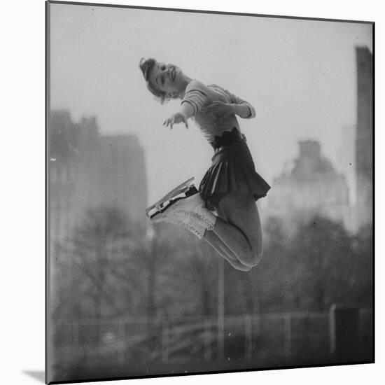 Olympic Skater Carol Heiss Performing on Ice Outdoors at Wollman Memorial Rink in Central Park-Ralph Morse-Mounted Premium Photographic Print