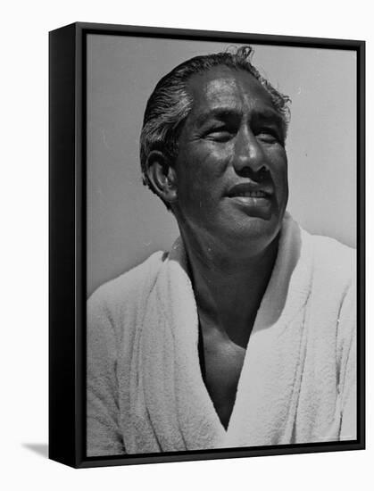 Olympic Swimmer Duke Kahanamoku-Rex Hardy Jr.-Framed Premier Image Canvas