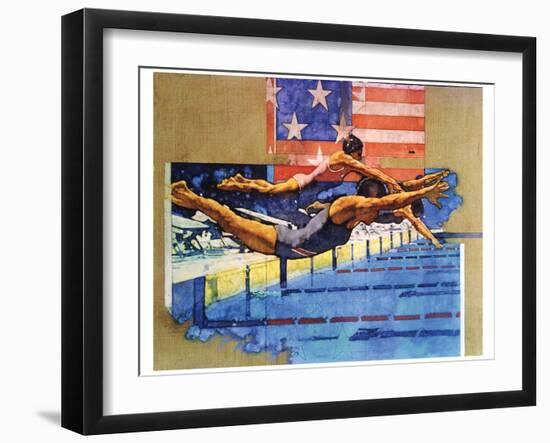 Olympic Swimmers-Michael Dudash-Framed Art Print