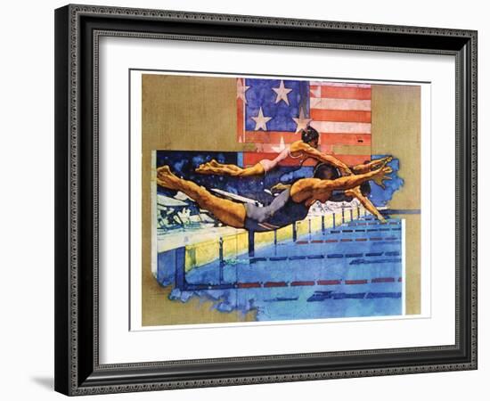 Olympic Swimmers-Michael Dudash-Framed Art Print