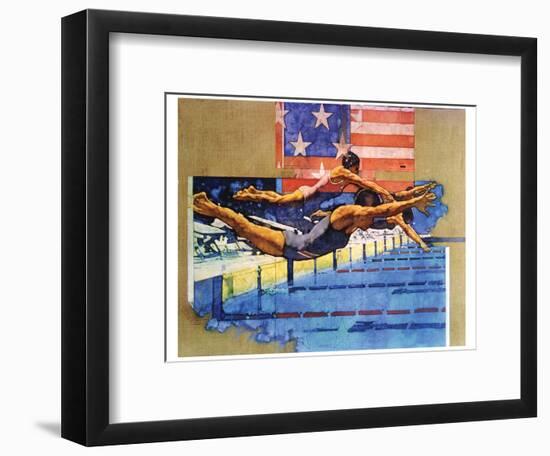 Olympic Swimmers-Michael Dudash-Framed Art Print